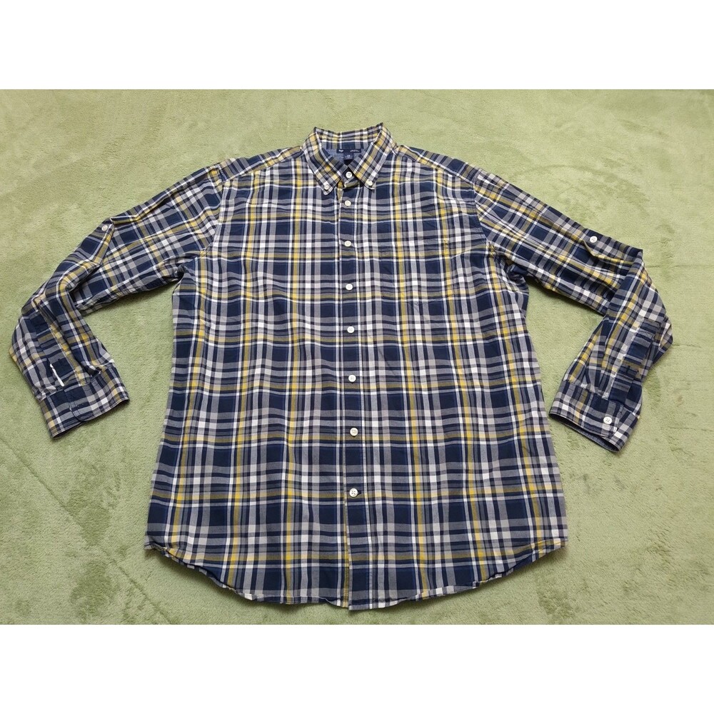 Gap Classic Fit Button-Up Shirt Men's XL Long Sleeve Blue Plaid Multi  Skate